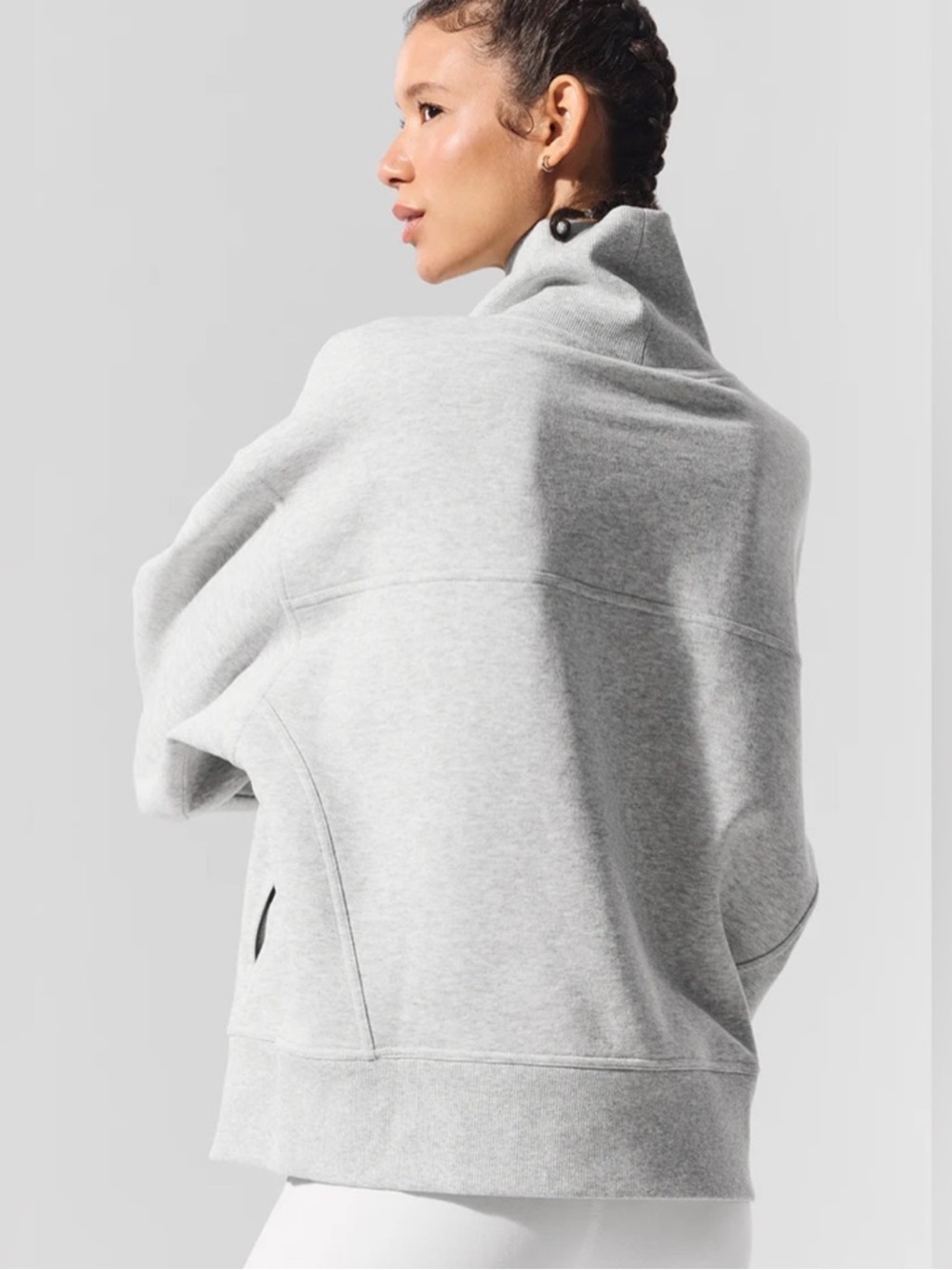 Alo Yoga - Hazy Mock Neck Pullover Athletic Heather Grey - Picture 4 of 11